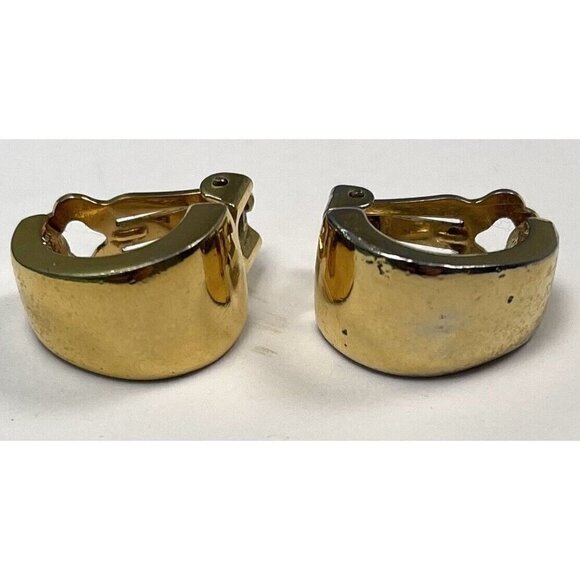 VTG 1980s Lot 3 Goldtone Silvertone 3/4" Huggie Hoop Clip-On EARRINGS EUC - Picture 6 of 7